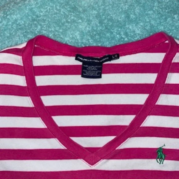 Women’s Pink and white short sleeve Polo size L - Picture 2 of 2